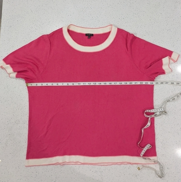 Talbots Plus Woman Pink Knit Top Blouse Crewneck Short Sleeve Stretchy Comfy 2X - Picture 4 of 9